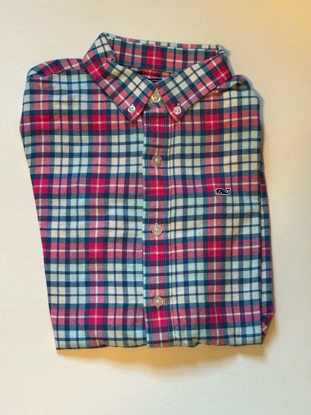 Vineyard Vines Pink, Blue & White Plaid Button-Up Shirt